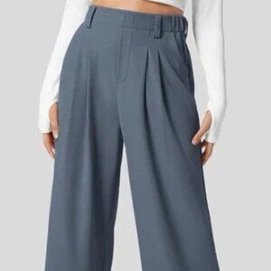 Halara High Waisted Plicated Side Pocket Wide Leg Waffle Work Pants